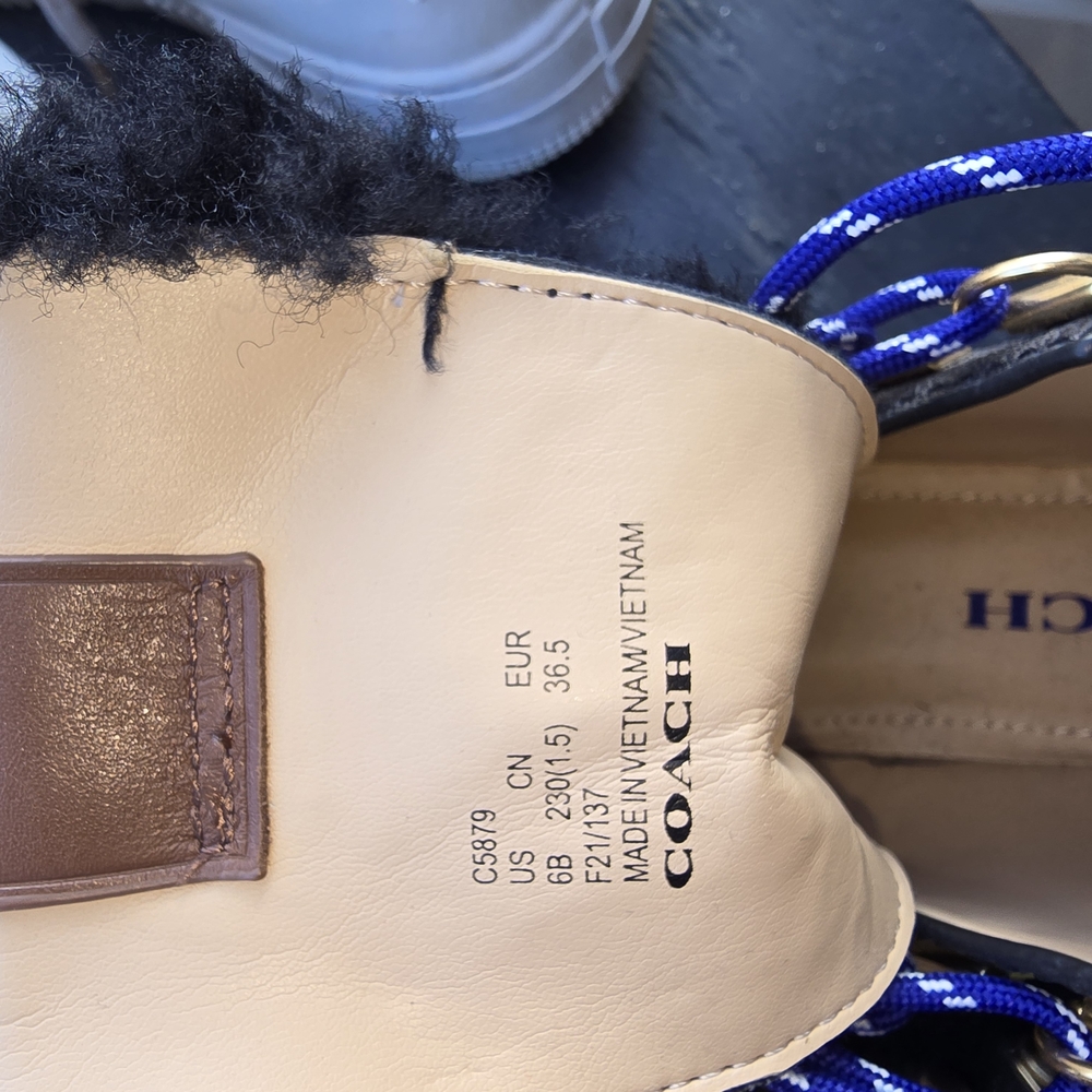 Black and Brown Shearling Lace-Up Boots - Picture 2 of 3